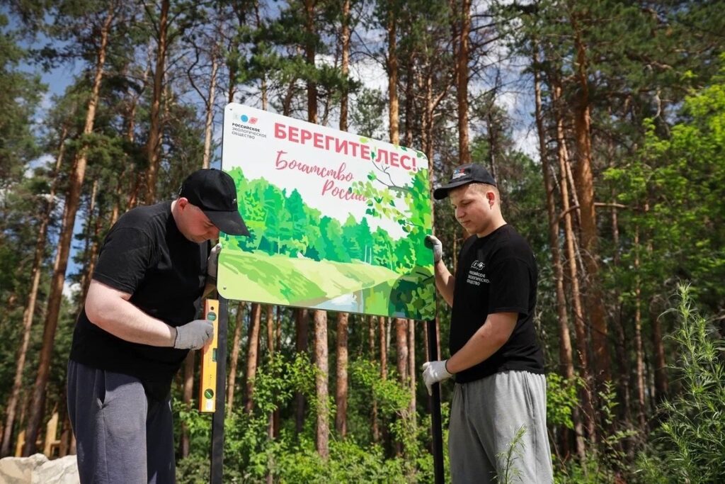 Наши экологи установили таблички «Берегите лес» в Шарташском лесопарке